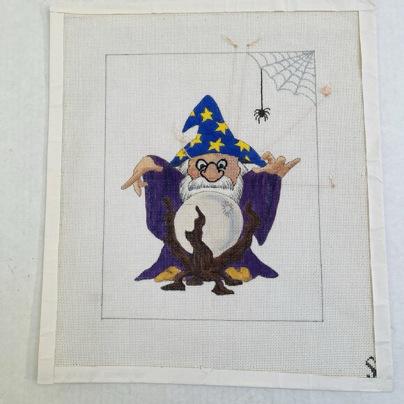Unbranded Other - Hand Painted Needlepoint Canvas Halloween Spider Witch Unfinished Work Project